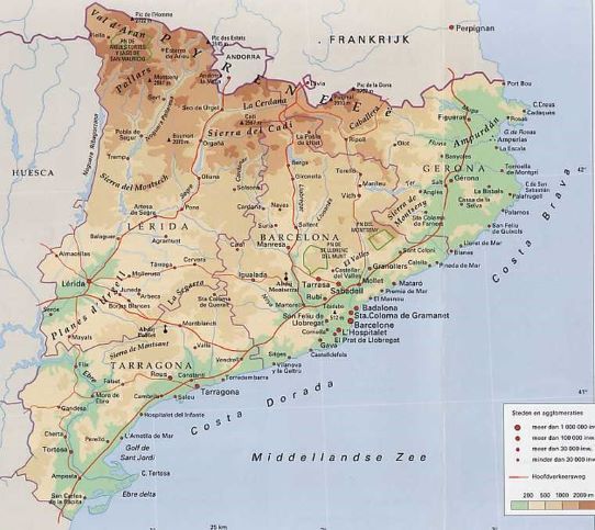 Landkaart Catalonië